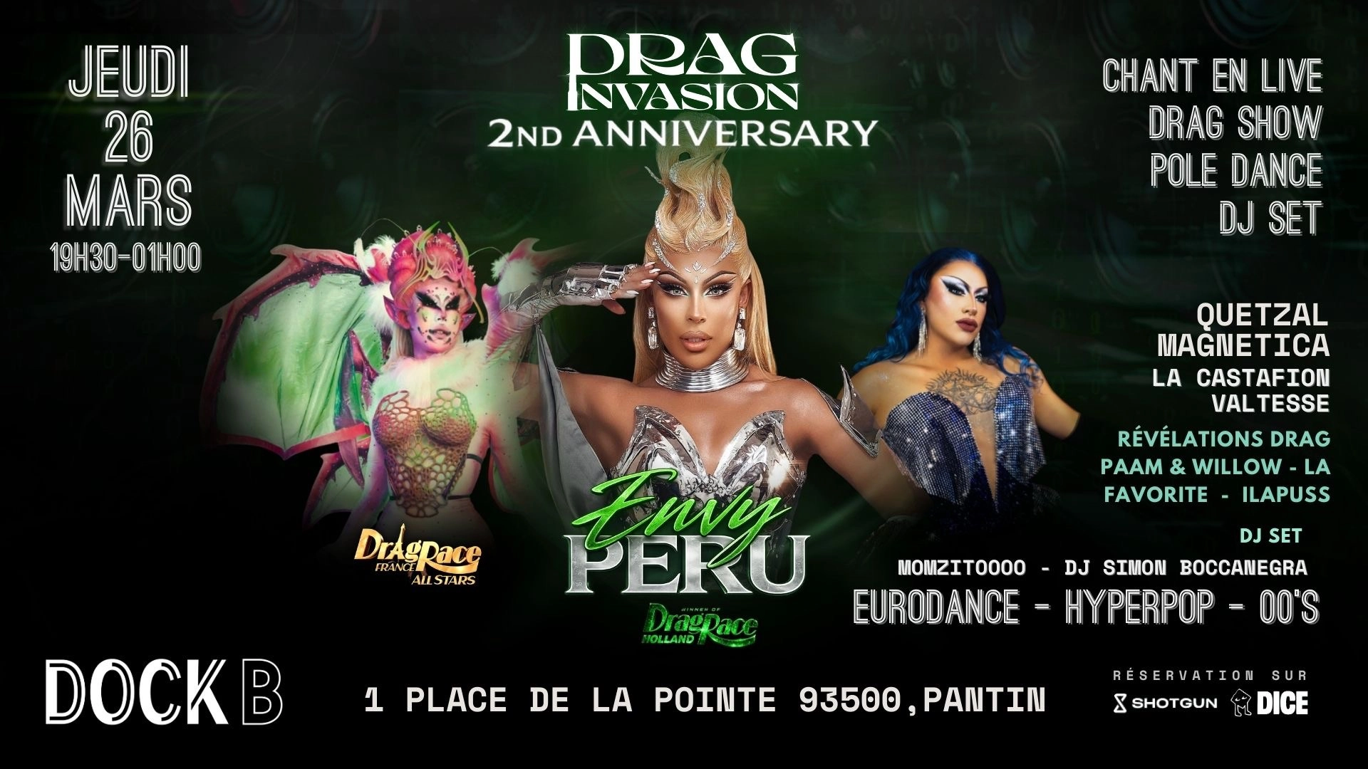 DRAG INVASION 2ANNIVERSAIRE AVEC ENVY PERU ET MAGNETICA